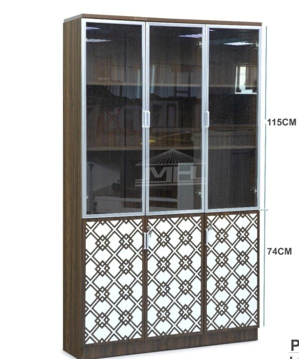 3 Door Glass File Cabinet