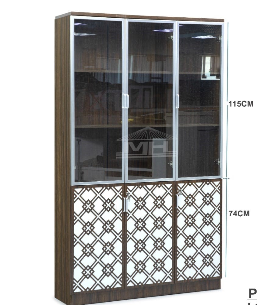 3 Door Glass File Cabinet